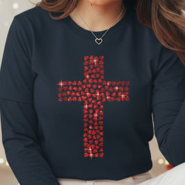 Valentine's Day Christian Cross Hearts Faith  Tri-Blend Shirt