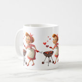 Valentine's Day Cooking Red Hearts Mugs Koffiemok (Voorkant links)