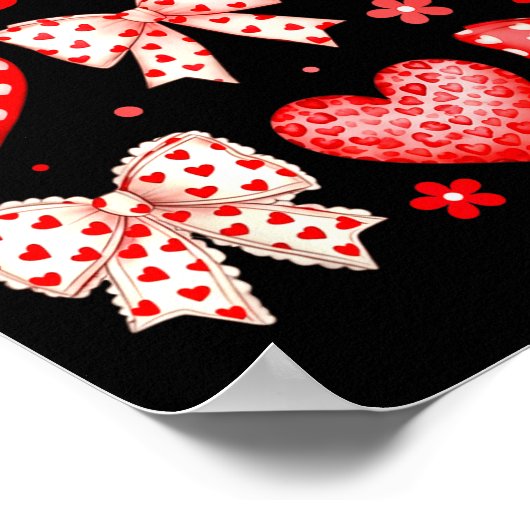 Valentines Day Coquette Bow Hearts Leopard Women G Poster (Hoek)
