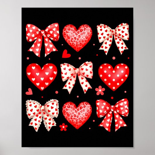 Valentines Day Coquette Bow Hearts Leopard Women G Poster (Voorkant)
