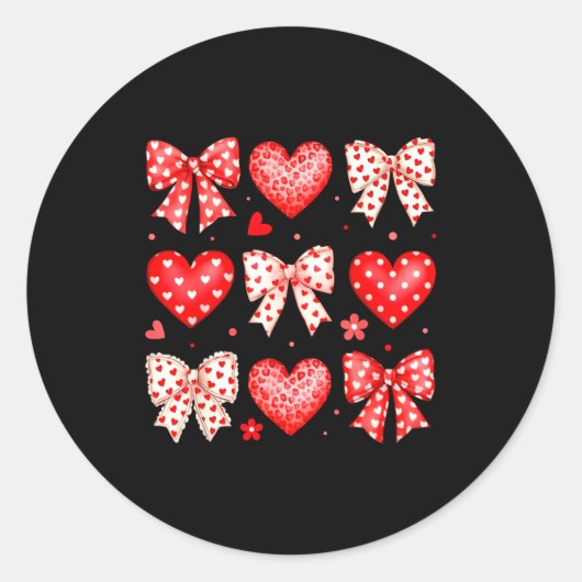 Valentines Day Coquette Bow Hearts Leopard Women G Ronde Sticker (Voorkant)