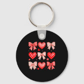 Valentines Day Coquette Bow Hearts Leopard Women G Sleutelhanger (Voorkant)