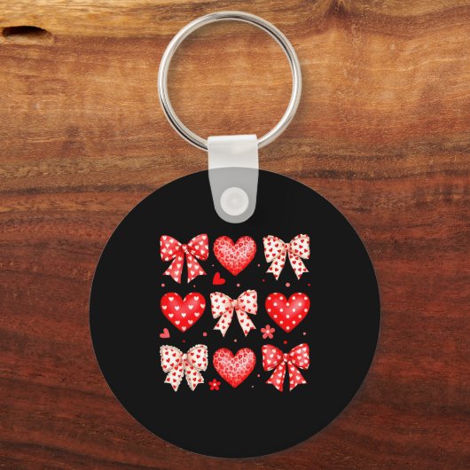 Valentines Day Coquette Bow Hearts Leopard Women G Sleutelhanger (Voorkant)