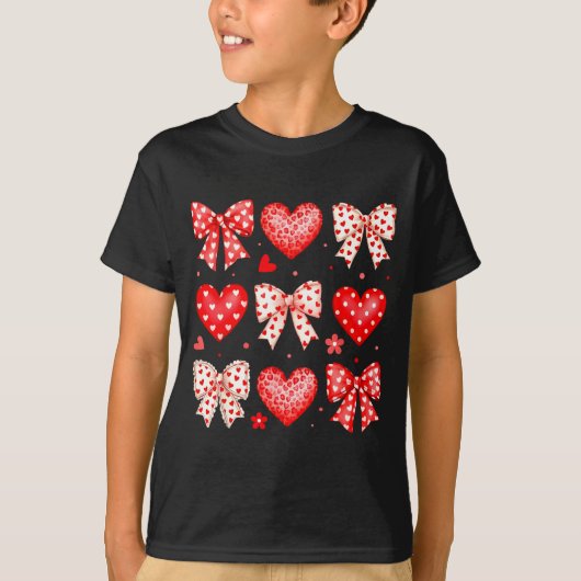Valentines Day Coquette Bow Hearts Leopard Women G T-shirt (Voorkant)