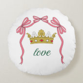 Valentine's Day Coquette Heart Bow Valentine's Rond Kussen (Voorkant)
