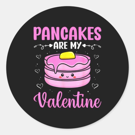 Valentine's Day Couple - Pancakes Are My Valentine Ronde Sticker (Voorkant)
