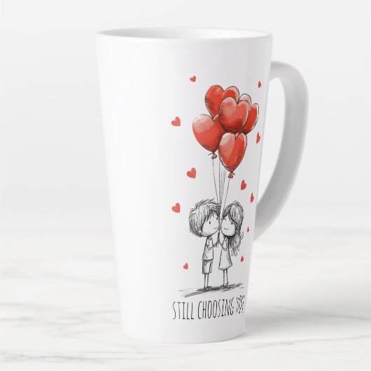 Valentines Day Couples Custom Anniversary Latte Mok (Rechterhoek)