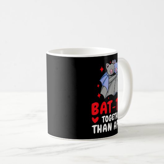 Valentine's Day Cuddling Cute Bats Couple Bat Vale Koffiemok (Voorkant rechts)