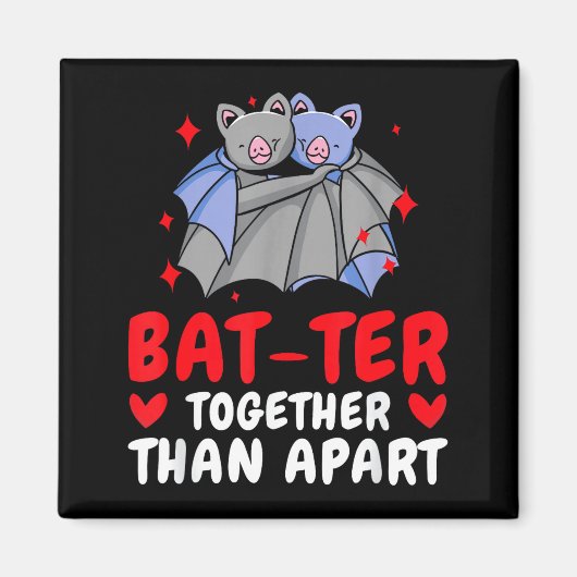 Valentine's Day Cuddling Cute Bats Couple Bat Vale Magneet (Voorkant)