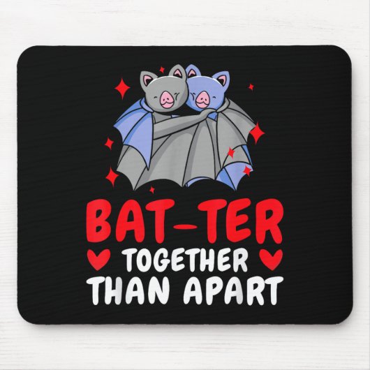 Valentine's Day Cuddling Cute Bats Couple Bat Vale Muismat (Voorkant)