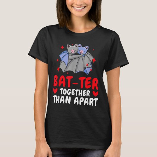 Valentine's Day Cuddling Cute Bats Couple Bat Vale T-shirt (Voorkant)