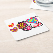 valentine's day cupcakes kartonnen onderzetters (Schuin)