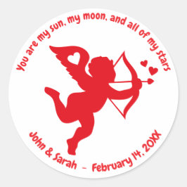 Valentine's Day Cupid Heart Ronde Sticker