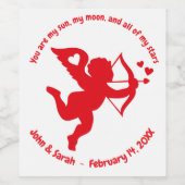 Valentine's Day Cupid Heart Wijn Etiket (Enkel label)