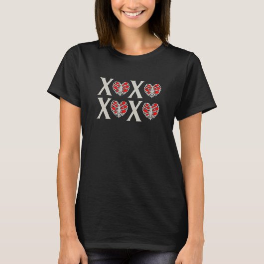 valentines day cupid stupid xoxo heart skeleton ha t-shirt (Voorkant)
