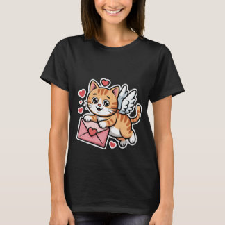Valentine's Day Cute Cupid Cat Love Letter Art🐱💌 T-shirt