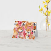 Valentine's Day Cute Shiba Inu Kaart (Gele Bloem)