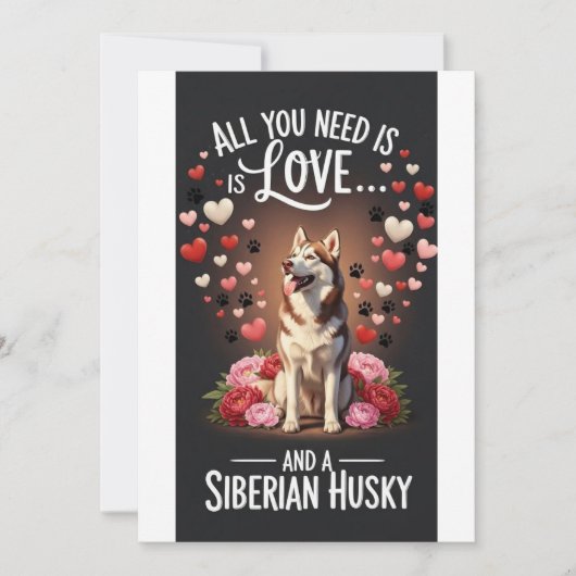 Valentine's Day Cute siberian husky Photo Cuddle  Feestdagenkaart (Voorkant)