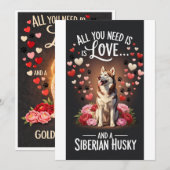 Valentine's Day Cute siberian husky Photo Cuddle  Feestdagenkaart (Voorkant / Achterkant)