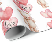 Valentine's Day Cute Teddy Bear Wrapping Paper  Cadeaupapier (Rol Hoek)