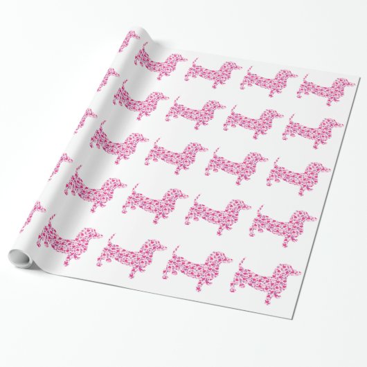 Valentine's Day Dachshund Cadeaupapier (Uitgerold)