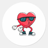 Valentines Day Dancing Heart  Ronde Sticker (Voorkant)