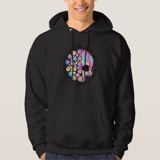 Valentines Day Dead Inside Skeleton Pastel Hearts Hoodie (Voorkant)