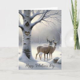 Valentine's Day Deer with Initials on Tree Heart Feestdagen Kaart