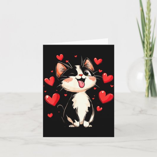 Valentines Day Design With A Cat On It  Kaart (Voorkant)
