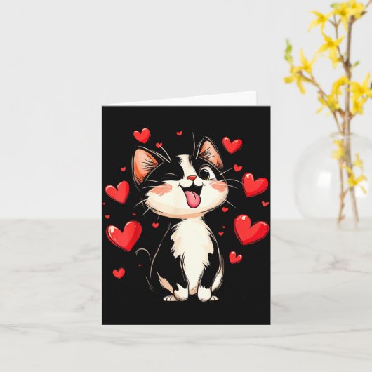 Valentines Day Design With A Cat On It  Kaart (Gele Bloem)