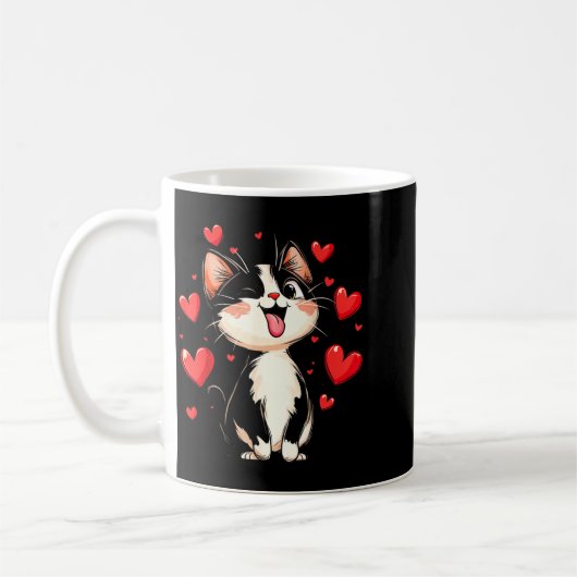 Valentines Day Design With A Cat On It  Koffiemok (Links)