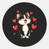 Valentines Day Design With A Cat On It  Ronde Sticker (Voorkant)