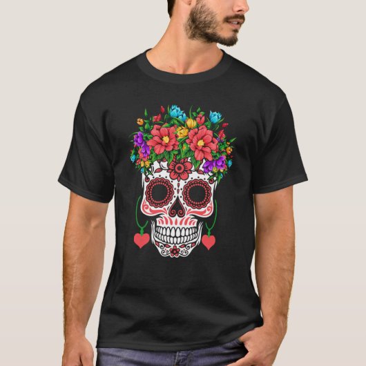 Valentines Day Dia De Los Muertos T-shirt (Voorkant)