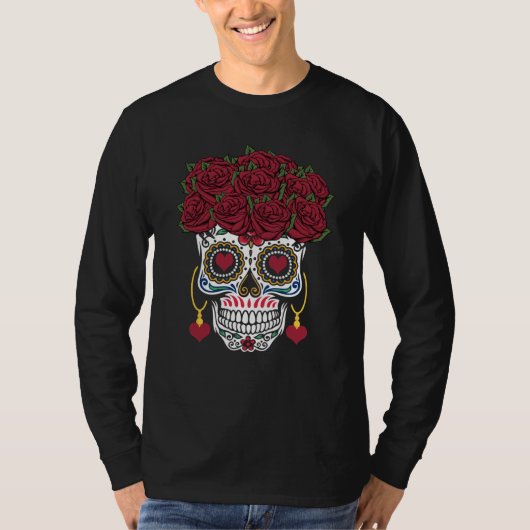 Valentines Day Dia De Los Muertos Valentine Roses T-shirt (Voorkant)