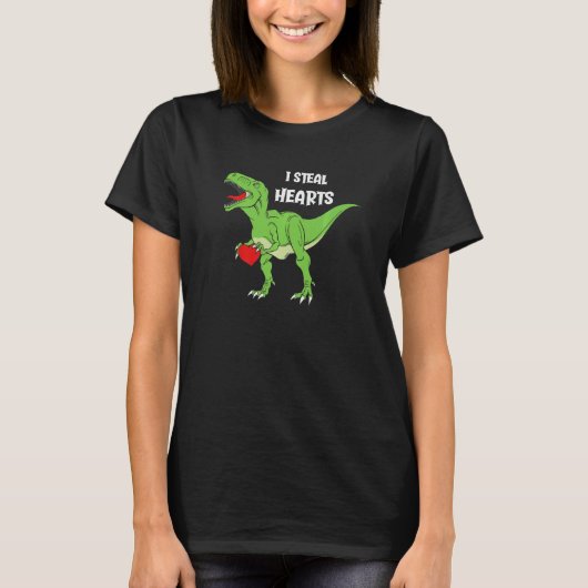 Valentines Day Dinosaur I Steal Hearts Boys Men Lo T-shirt (Voorkant)