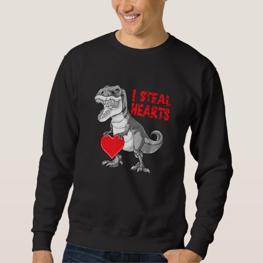 Valentines Day Dinosaur I Steal Hearts Boys Men Lo Trui (Voorkant)