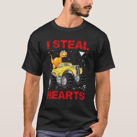 Valentines Day Dinosaur I Steal Hearts Cute Valent T-shirt (Voorkant)