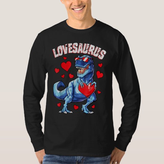 Valentines Day Dinosaur Lovesaurus rex Boys Men Ki T-shirt (Voorkant)