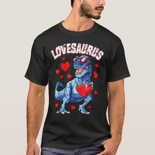 Valentines Day Dinosaur Lovesaurus rex Boys Men Ki T-shirt (Voorkant)