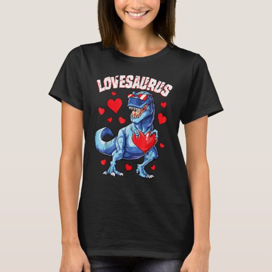 Valentines Day Dinosaur Lovesaurus rex Boys Men Ki T-shirt (Voorkant)