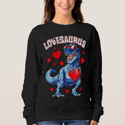 Valentines Day Dinosaur Lovesaurus rex Boys Men Ki Trui (Voorkant)