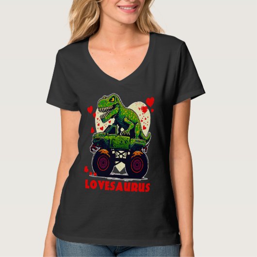 Valentines Day Dinosaur Rex Boys Valentine Kids Lo T-shirt (Voorkant)