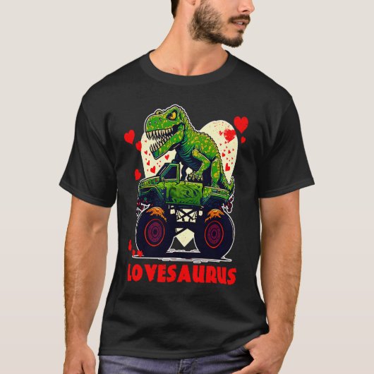 Valentines Day Dinosaur Rex Boys Valentine Kids Lo T-shirt (Voorkant)