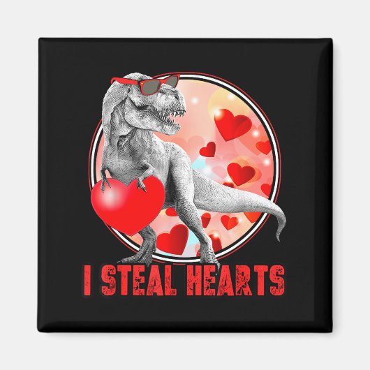 Valentines Day Dinosaur T Rex I Steal Hearts Funny Magneet (Voorkant)