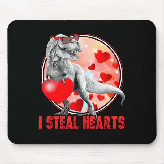 Valentines Day Dinosaur T Rex I Steal Hearts Funny Muismat (Voorkant)