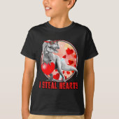 Valentines Day Dinosaur T Rex I Steal Hearts Funny T-shirt (Voorkant)