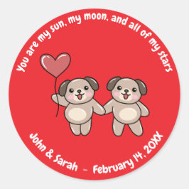 Valentine's Day Dog Heart Ronde Sticker