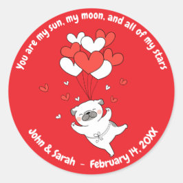 Valentine's Day Dog Heart Ronde Sticker