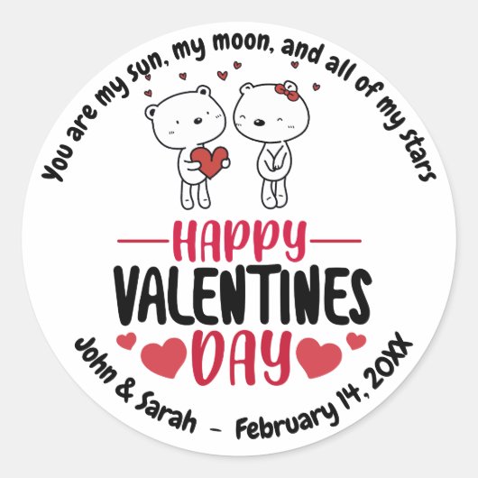 Valentine's Day Dog Love Heart Ronde Sticker (Voorkant)