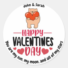 Valentine's Day Dog Love Heart Ronde Sticker